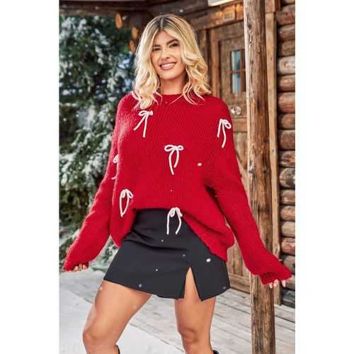 Pull en tricot rouge avec nœud - CUPSHE - Modalova