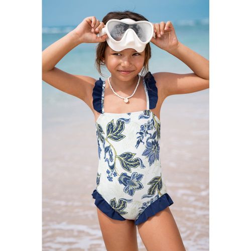 Maillot de bain une pièce floral col carré volants - CUPSHE - Modalova