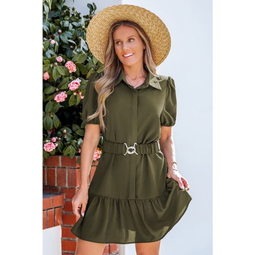 Robe courte olive ceinturée à col de chemise - CUPSHE - Modalova