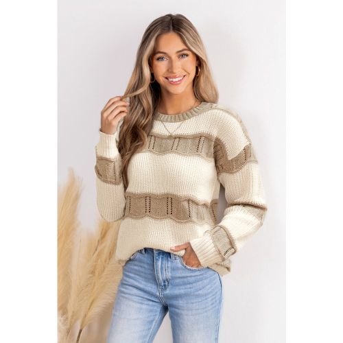 Pull en tricot à rayures col rond manches longues - CUPSHE - Modalova