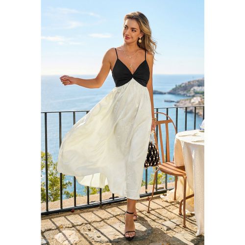 Robe longue bicolore col V sans manches - CUPSHE - Modalova