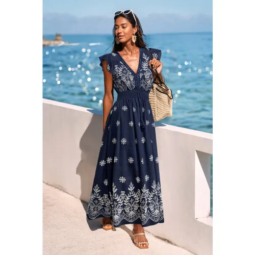 Robe longue fleurie à manches volantées - CUPSHE - Modalova