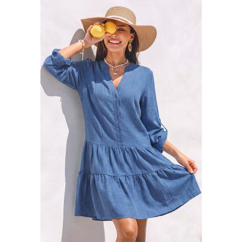 Robe courte à demi-manches et col cranté - CUPSHE - Modalova