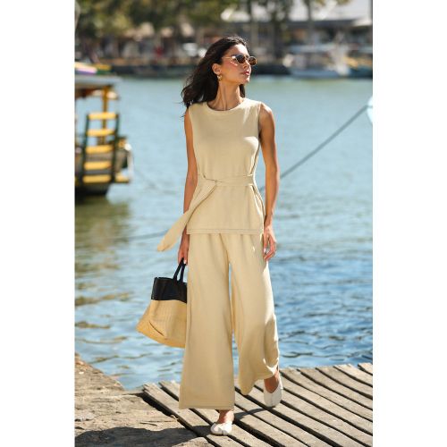 Gilet sans manches à col rond et nouer à la taille - CUPSHE - Modalova