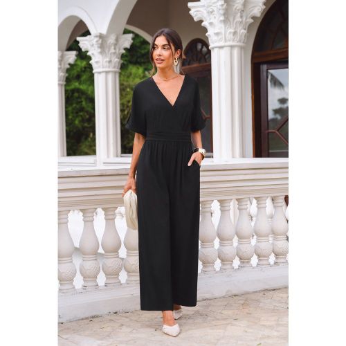 Combinaison pantalon à col surplis et jambe lâche - CUPSHE - Modalova