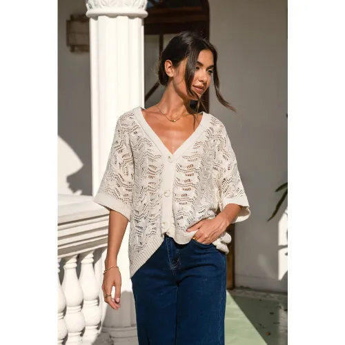 Cardigan à col V et manches mi-longues - CUPSHE - Modalova
