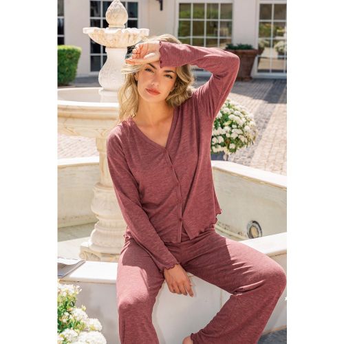 Ensemble pyjama à col V et manches longues - CUPSHE - Modalova