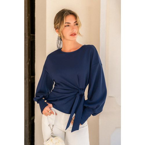 Top en tricot à col rond et détail noué - CUPSHE - Modalova