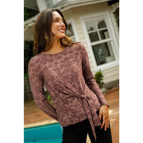 Top floral à col rond et détail noué - CUPSHE - Modalova
