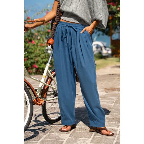 Pantalon tissé à taille élastique et jambe lâche - CUPSHE - Modalova