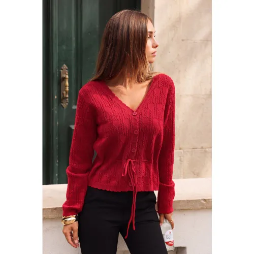 Cardigan à col V et manches longues - CUPSHE - Modalova