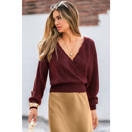 Pull rouge réversible col rond - CUPSHE - Modalova