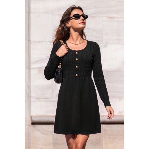 Robe pull courte à col scoop et manches longues - CUPSHE - Modalova