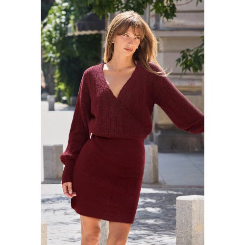 Robe pull courte à col surplis et manches longues - CUPSHE - Modalova