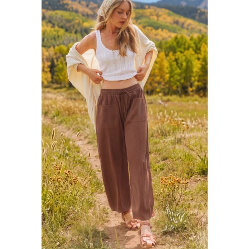 Pantalon marron à taille élastique et jambe fuselée - CUPSHE - Modalova