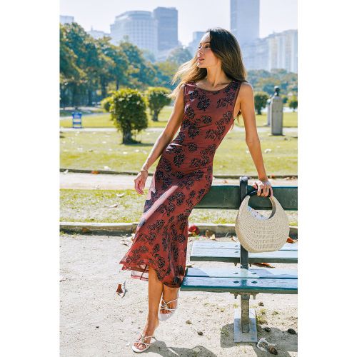 Robe longue fleurie à col rond et dos échancré - CUPSHE - Modalova