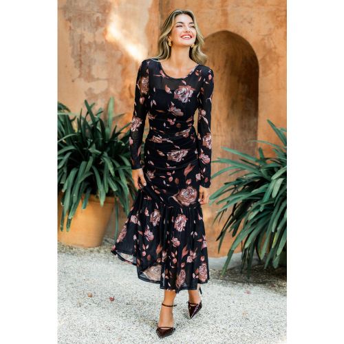 Robe longue fleurie en tricot à col rond - CUPSHE - Modalova