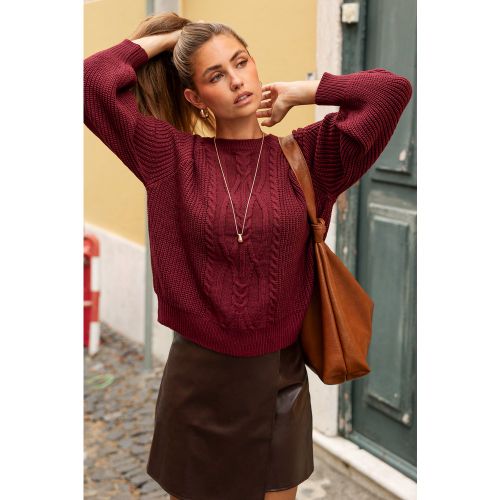 Pull rouge en tricot à col rond et coupe décontractée - CUPSHE - Modalova