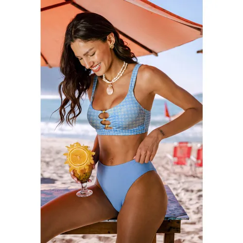 Bikini pied-de-poule à col scoop et découpes - CUPSHE - Modalova