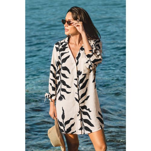 Robe cover up courte tropicale à col chemise - CUPSHE - Modalova