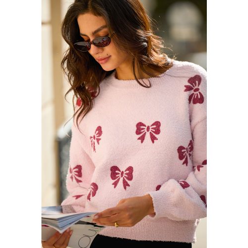 Pull en tricot à col rond et détail nœud - CUPSHE - Modalova
