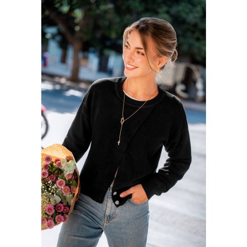 Pull en tricot à col rond et ourlet asymétrique - CUPSHE - Modalova