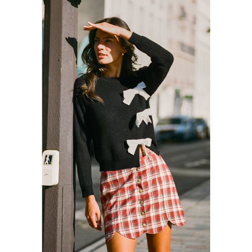 Pull en tricot à col rond et détail nœud - CUPSHE - Modalova
