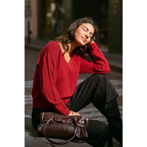 Pull en tricot à col V et manches longues - CUPSHE - Modalova