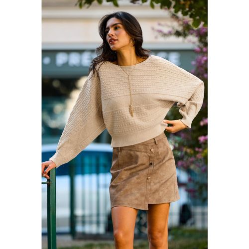 Pull en tricot à col bateau et manches longues - CUPSHE - Modalova