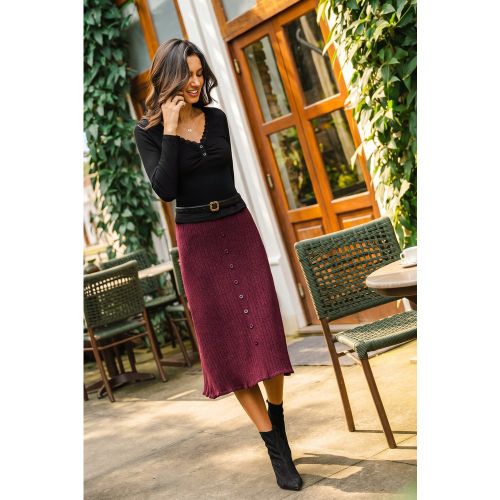 Jupe midi rouge en tricot - CUPSHE - Modalova