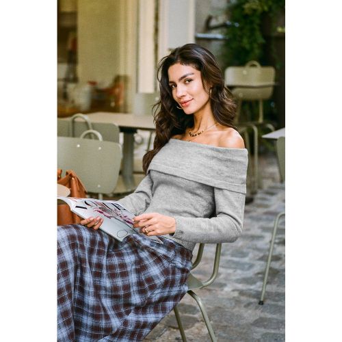 Pull en tricot à épaules dénudées et détail superposé - CUPSHE - Modalova