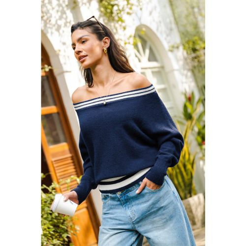 Pull rayé en tricot à épaules dénudées - CUPSHE - Modalova