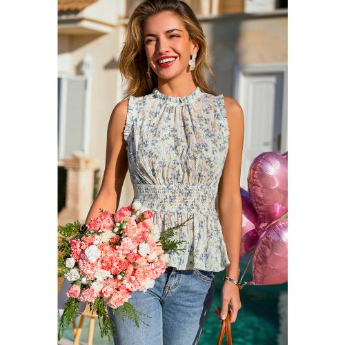 Top floral smocké à péplum - CUPSHE - Modalova