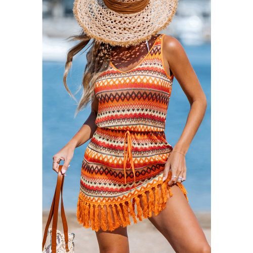 Robe courte orange à rayures col V - CUPSHE - Modalova