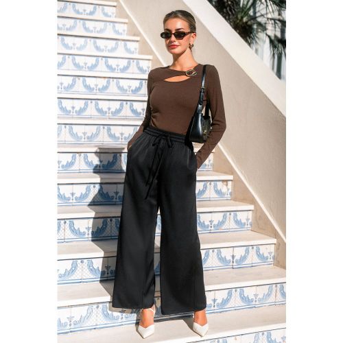 Pantalon tissé à taille élastiquée et jambe large - CUPSHE - Modalova