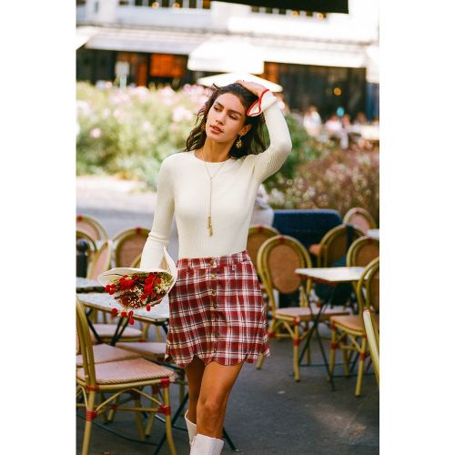 Pull en tricot avec laine à col rond et bordure volantée - CUPSHE - Modalova