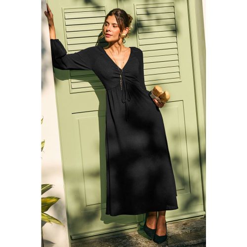 Robe longue à col V et manches longues - CUPSHE - Modalova