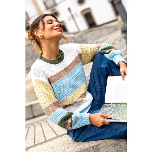 Pull rayé en polyester à col rond et manches longues - CUPSHE - Modalova