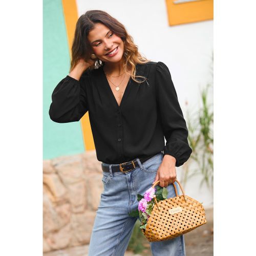 Blouse à col V et manches longues - CUPSHE - Modalova