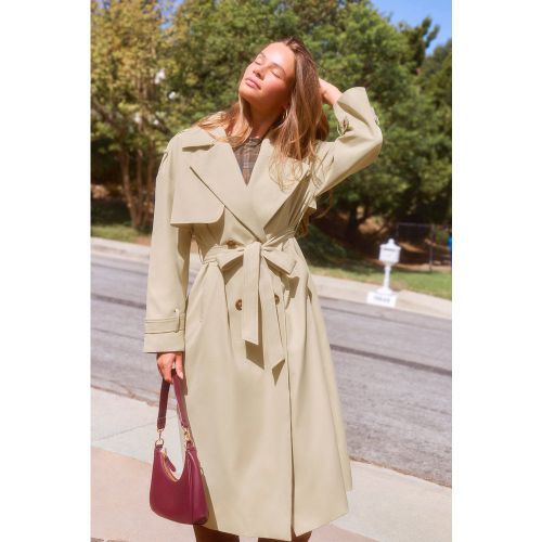 Trench tissé à col chemise et ceinture - CUPSHE - Modalova