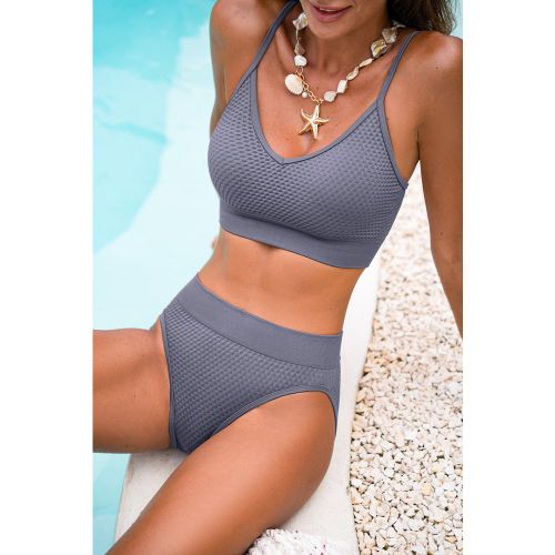 Bikini col diamant et bas taille moyenne - CUPSHE - Modalova