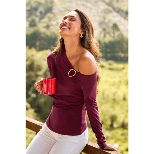 Top en tricot à col épaules dénudées et manches longues - CUPSHE - Modalova