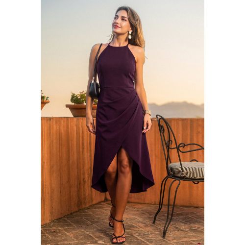 Robe midi violette à col montant et ourlet asymétrique - CUPSHE - Modalova