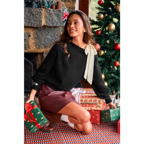 Pull en tricot à col asymétrique et manches longues - CUPSHE - Modalova