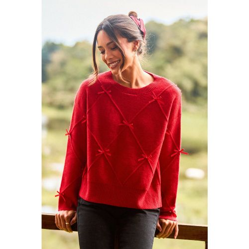 Pull en tricot à col rond avec détails nœuds - CUPSHE - Modalova