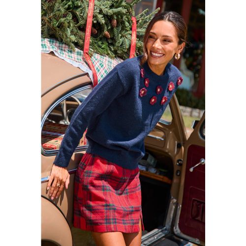 Pull fleuri en tricot mélangé à col rond et manches longues - CUPSHE - Modalova