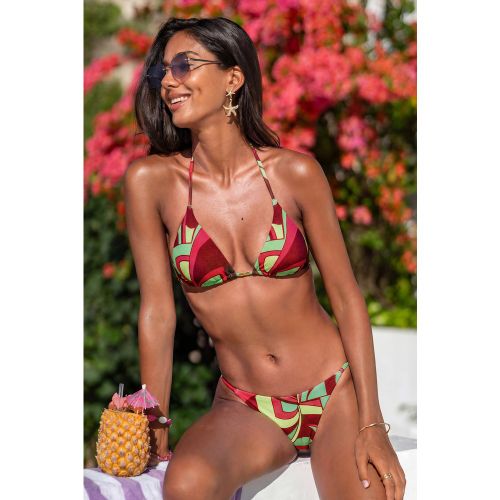 Bikini à motif abstrait à top triangle et taille basse - CUPSHE - Modalova