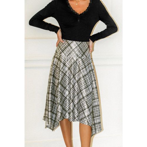 Jupe midi à carreaux tissée à ourlet foulard - CUPSHE - Modalova