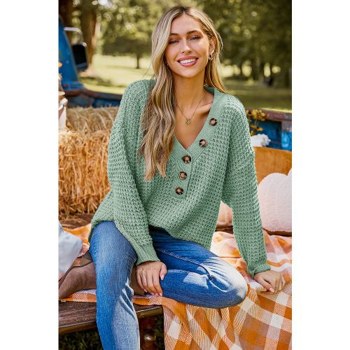 Pull en polyester à col V et manches longues - CUPSHE - Modalova