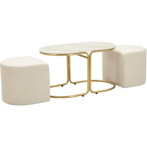 Table basse avec 2 tabourets Relax - Mauro Ferretti - Modalova